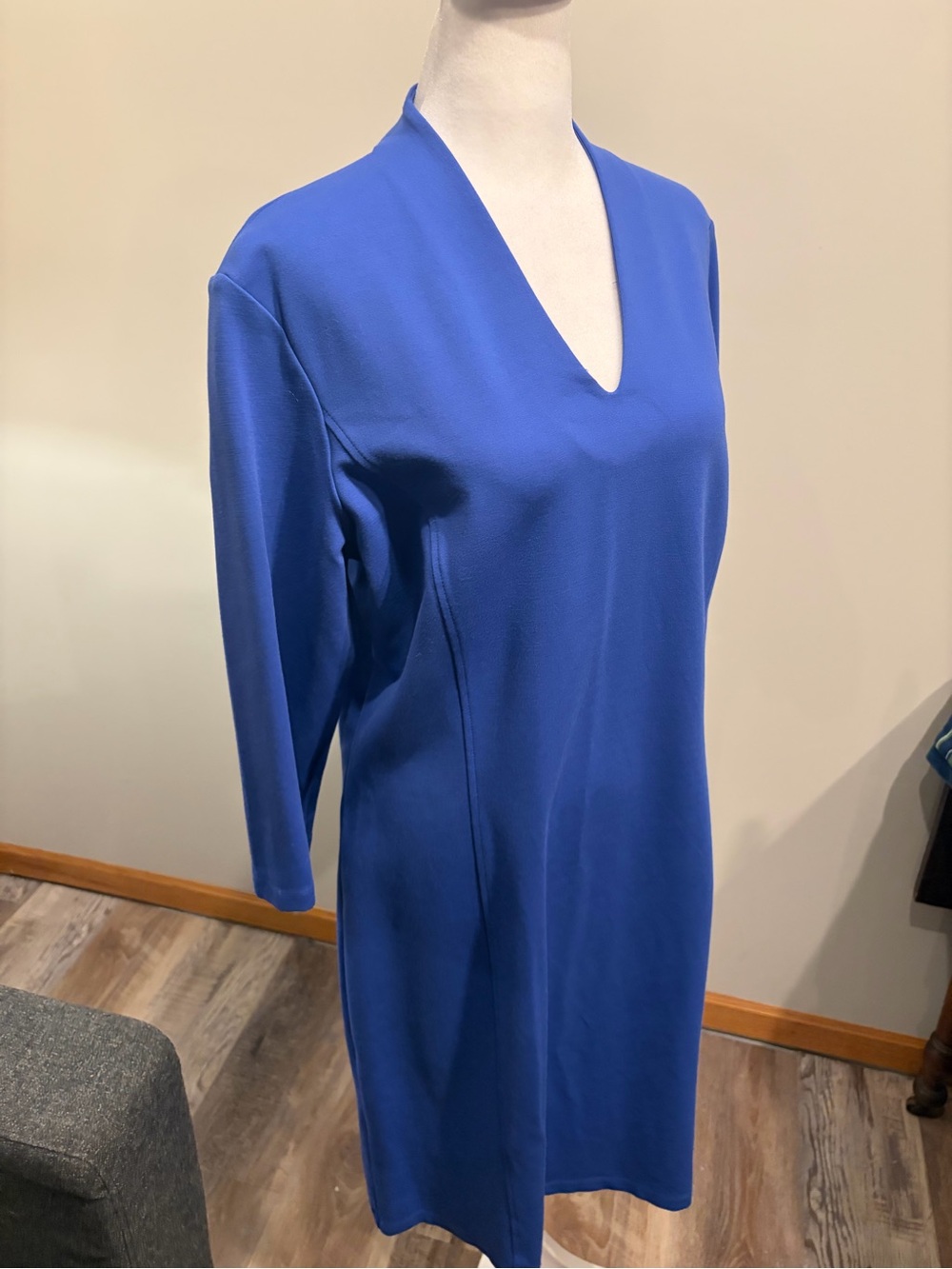 J. McLaughlin Cobalt Blue Long Sleeve V-Neck Shift Dress